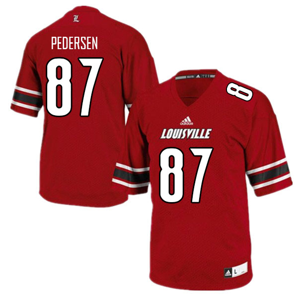 Men #87 Christian Pedersen Louisville Cardinals College Football Jerseys Sale-Red - Click Image to Close